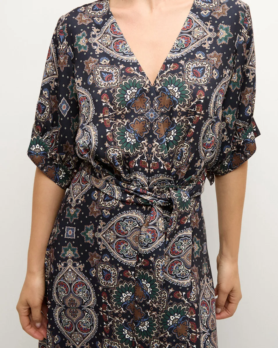 Wyatt Kaleidoscope-Print Dress in Navy Multi>Veronica Beard Best