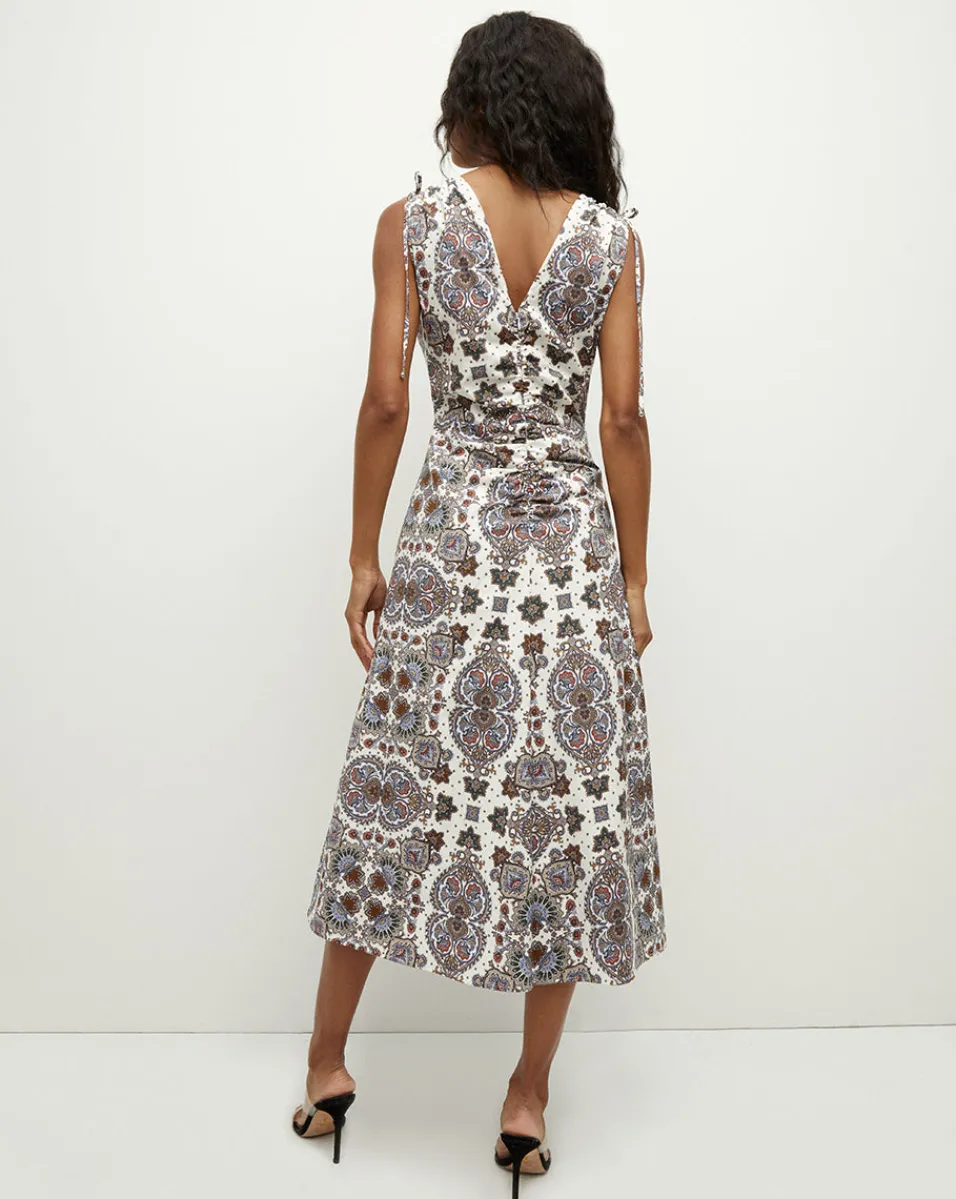 Zia Kaleidoscope-Print Dress in Off-White Multi>Veronica Beard New
